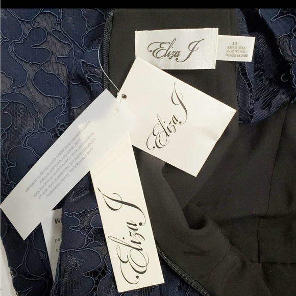 Eliza J Navy Blue Lace over Sleeveless Sheath Dress NWT Size 12 - Picture 6 of 12